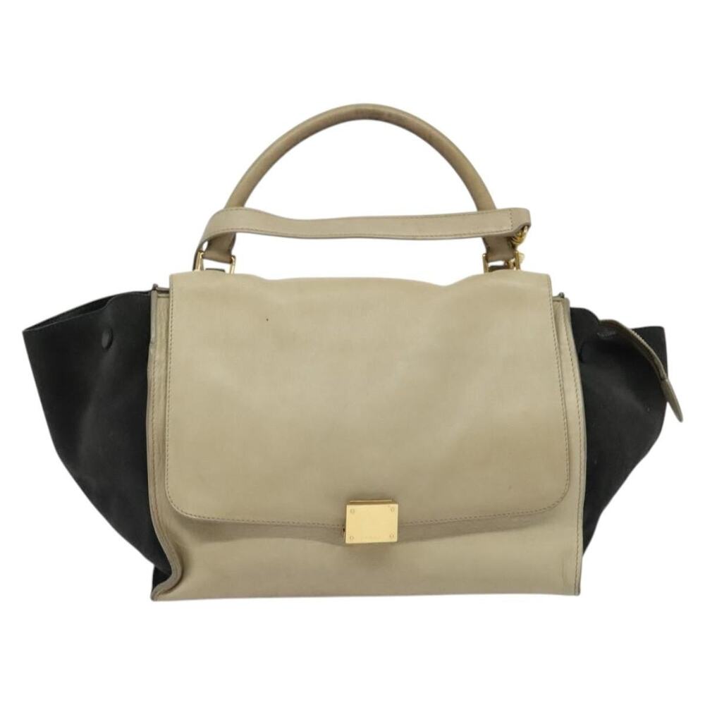 Celine Suede Trapeze Handbag Beige